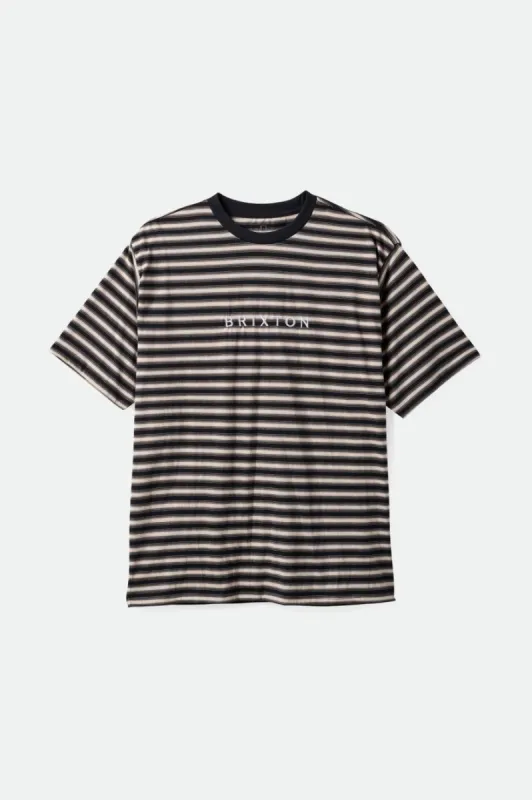 Hilt Alpha Line S/S Tee - Black/Charcoal/Beige sold by Brixton