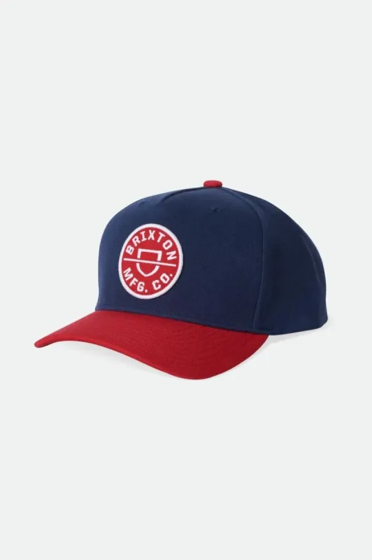 Crest C Netplus MP Snapback - Washed Navy/Red sold by Brixton