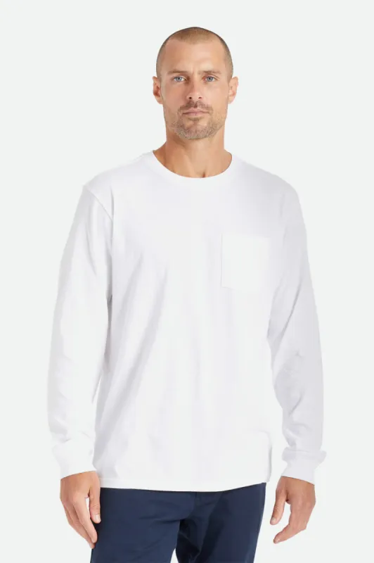 Basic L/S Pocket Tee - White sold by Brixton