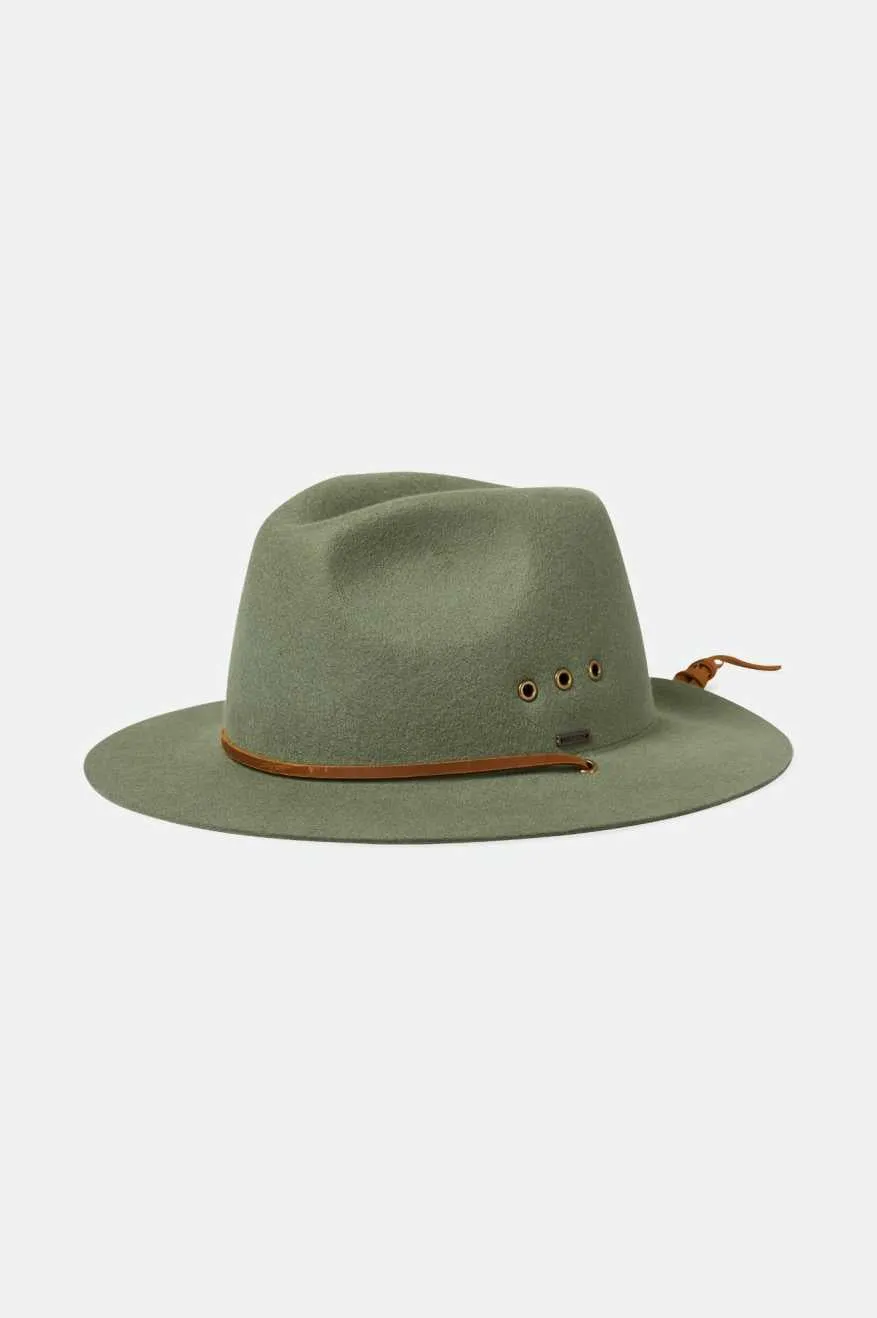 Wesley Weather Guard Packable Fedora - Light Moss sold by Brixton