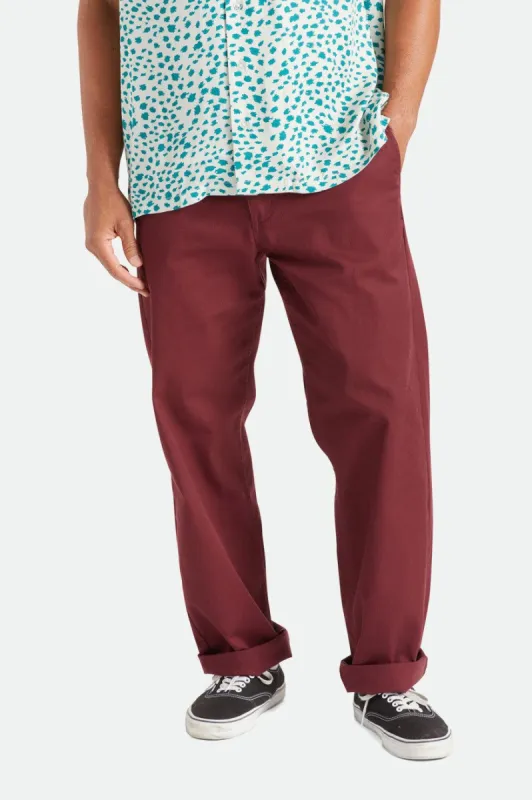 Choice Chino Relaxed Pant - Mahogany sold by Brixton