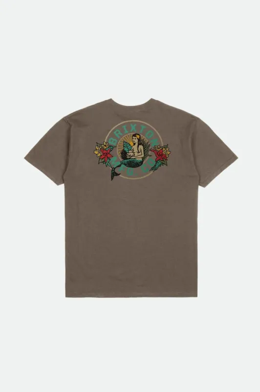 Geneva S/S Standard Tee - Dark Earth Worn Wash sold by Brixton