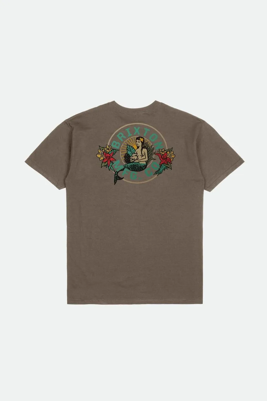 Geneva S/S Standard Tee - Dark Earth Worn Wash sold by Brixton