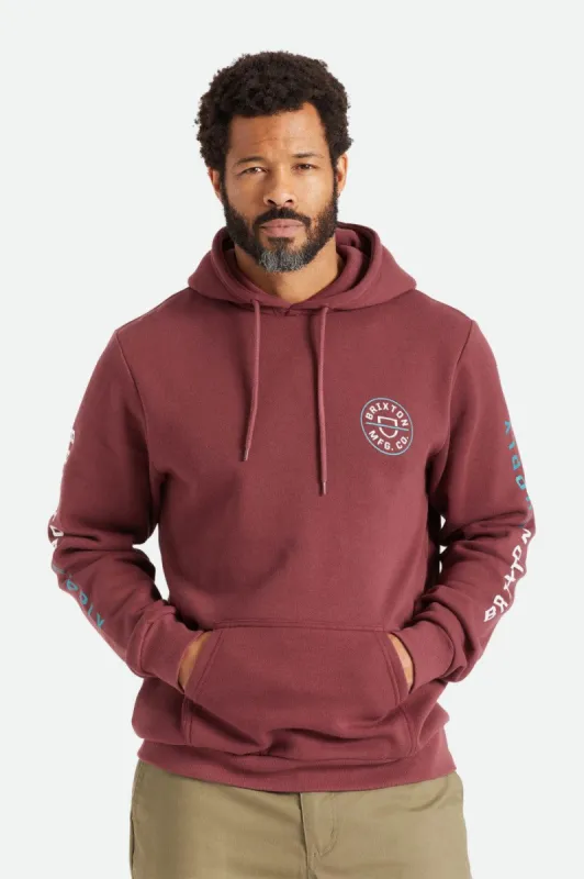 Crest Hood - Mahogany/Deep Lake/White sold by Brixton