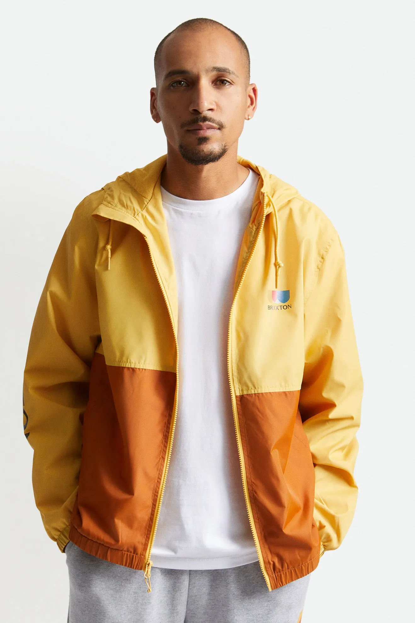 Claxton Alton Lightweight Zip Hood Jacket - Weller Yellow/Caramel sold by Brixton