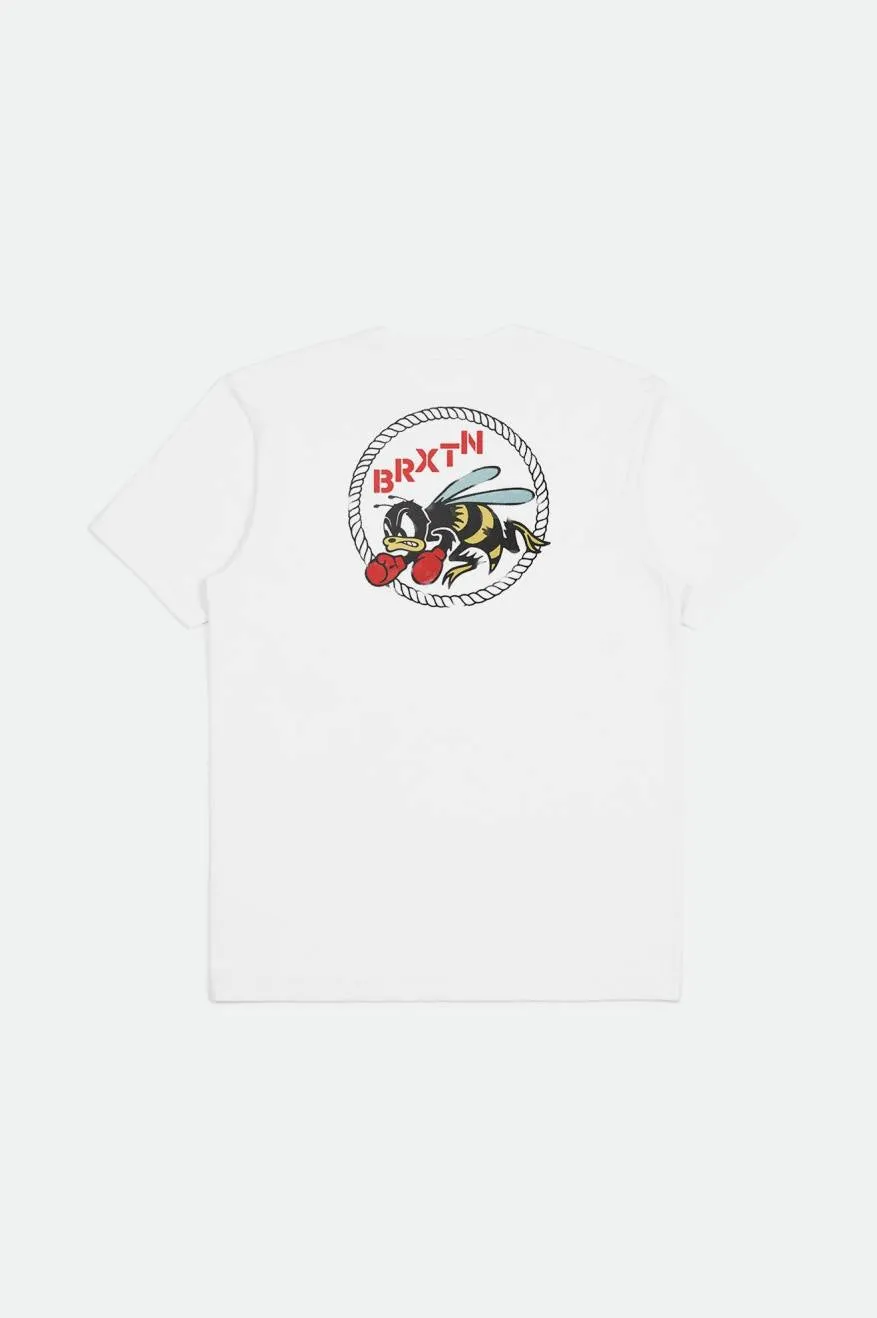 Rumble Bee S/S Relaxed Tee - White Garment Dye sold by Brixton