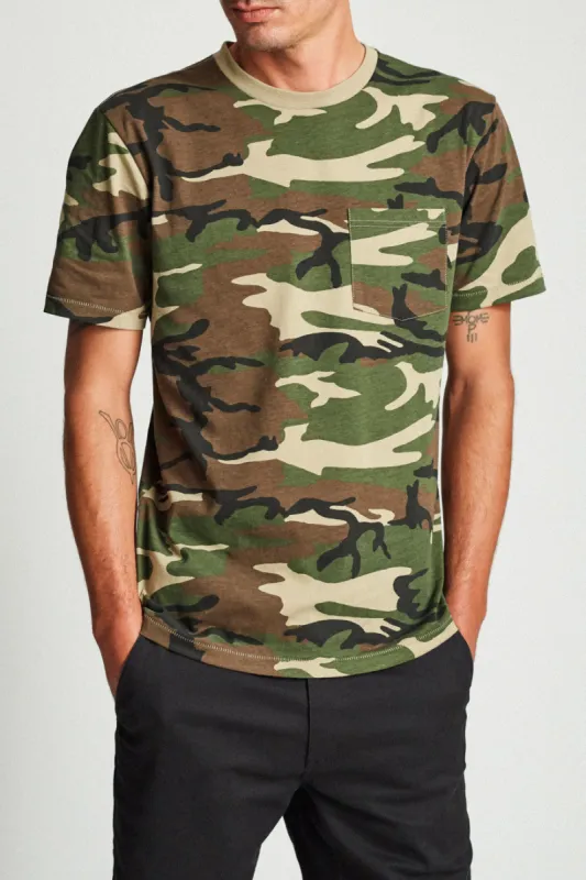 Basic S/S Pocket Tee - Camo sold by Brixton