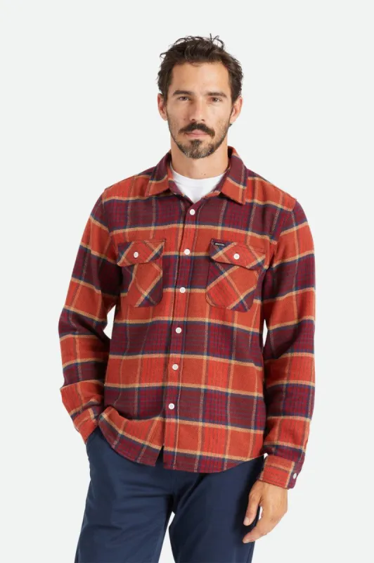 Bowery L/S Flannel - Mahogany/Burnt Henna/Mars Red sold by Brixton