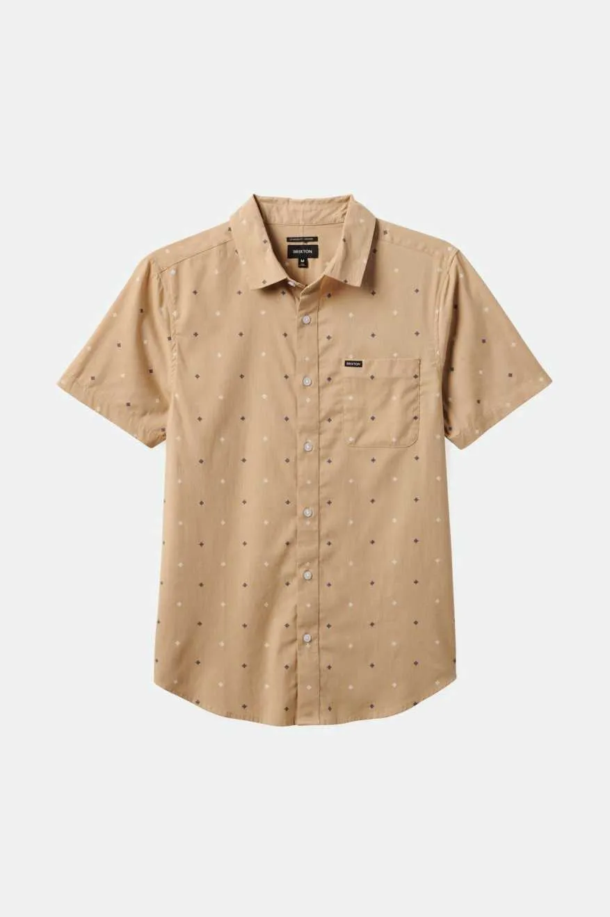 Charter Print S/S Woven Shirt - Sand Pyramid sold by Brixton