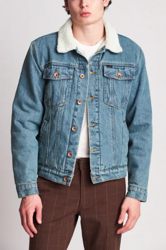 Cable Sherpa Denim Jacket - Faded Indigo sold by Brixton
