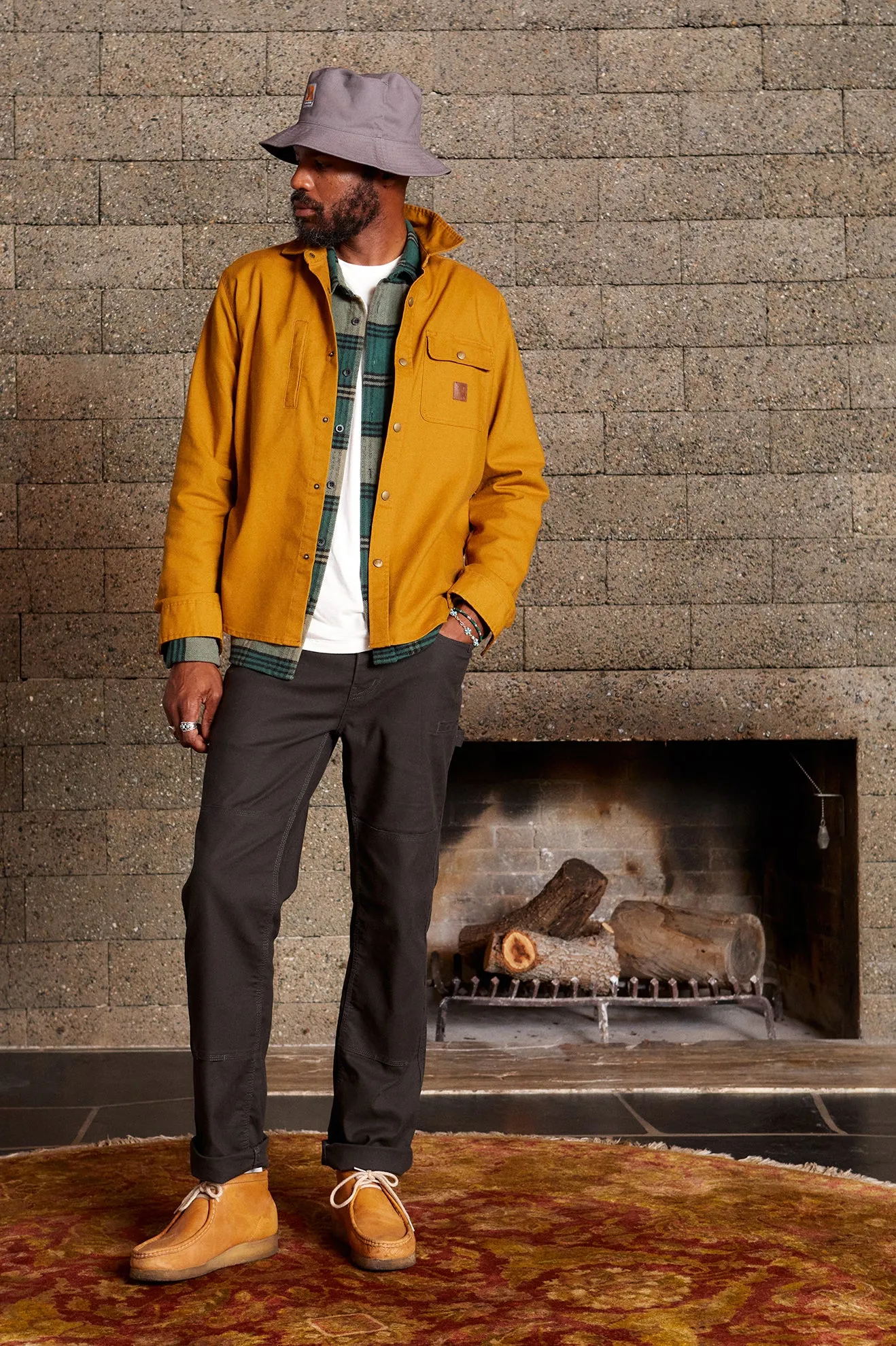 Builders Stretch L/S Overshirt - Golden Brown sold by Brixton product image thumbnail 3