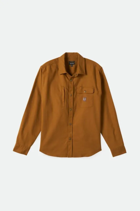 Builders Stretch L/S Overshirt - Golden Brown sold by Brixton