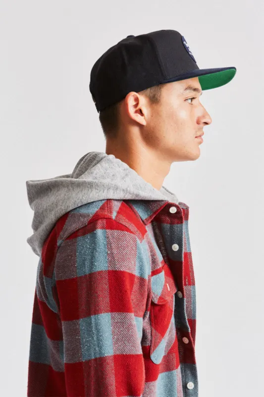 Wheeler Snapback - Black/Washed Navy sold by Brixton