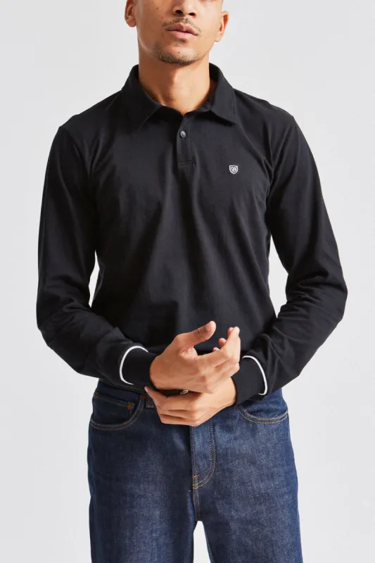 Carlos L/S Polo Knit - Black sold by Brixton