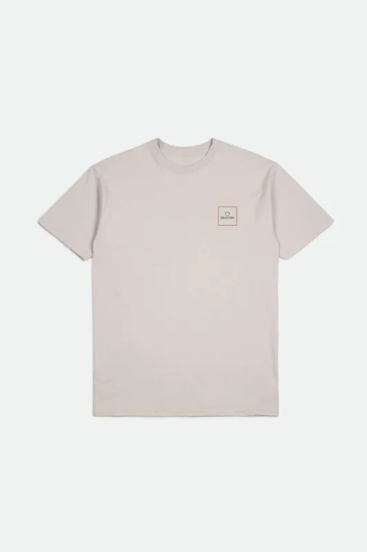 Alpha Square S/S Standard Tee - Cream/Flint Blue/Scarlet Red sold by Brixton