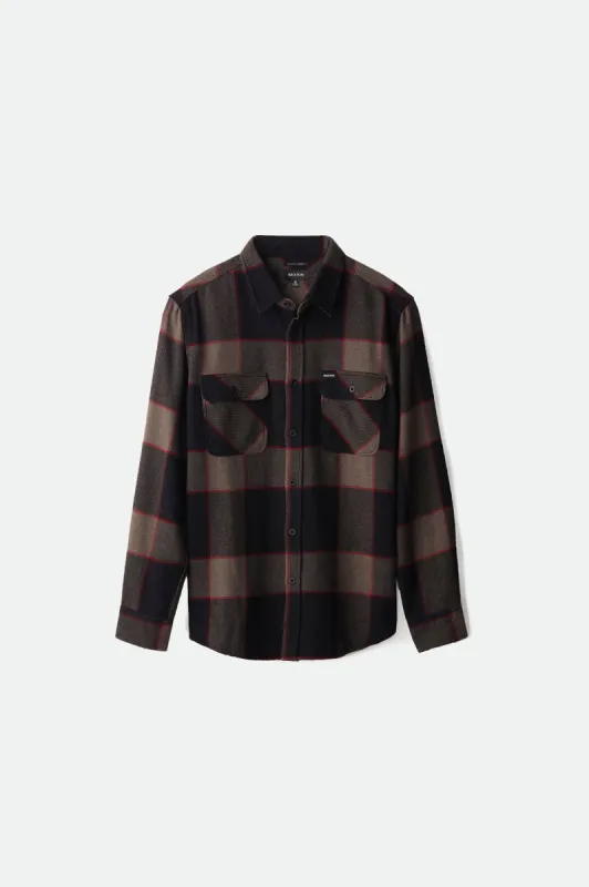 Bowery L/S Flannel - Heather Grey/Charcoal sold by Brixton