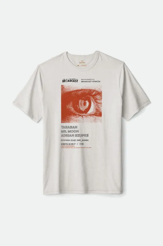 Krakow Brxtn Broadcast S/S Standard Tee - White Garment Dye sold by Brixton