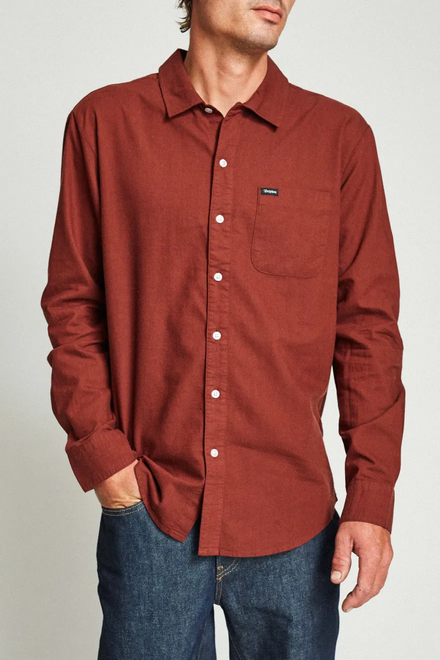 Charter Oxford L/S Woven - Chestnut sold by Brixton