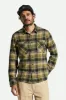 Bowery L/S Flannel - Green Kelp/Sand/Black sold by Brixton