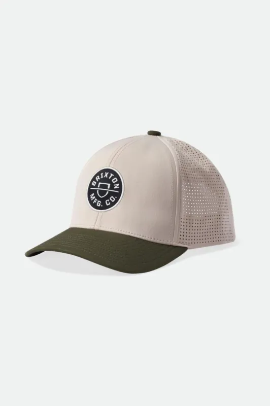 Crest Netplus MP Snapback - Whitecap/Olive Surplus sold by Brixton