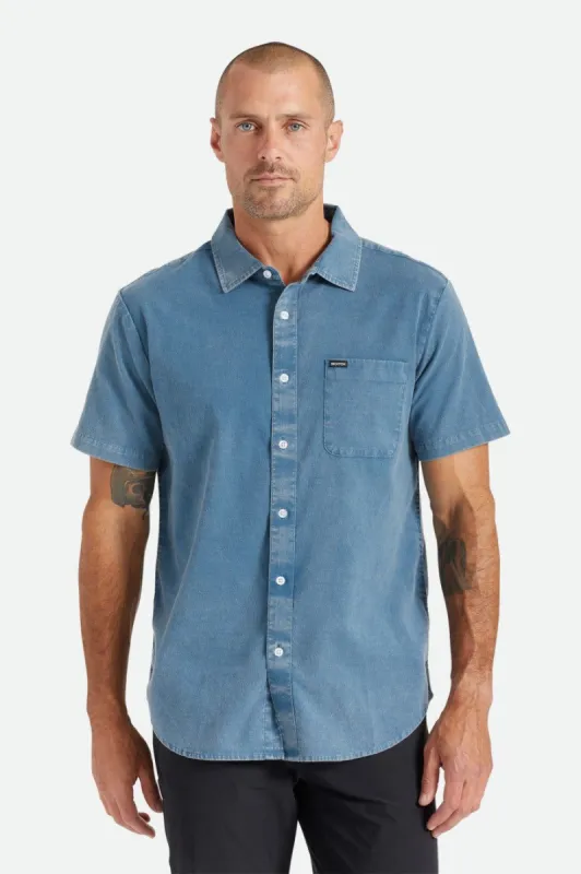 Charter Oxford S/S Woven - Indian Teal Sun Wash sold by Brixton