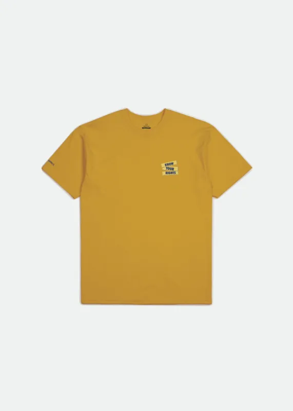Strummer Know Your Rights S/S Standard Tee - Mustard sold by Brixton