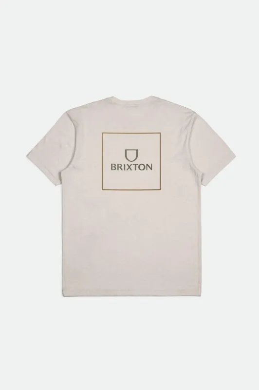 Alpha Square S/S Standard Tee - Cream/Olive Surplus/Brass sold by Brixton
