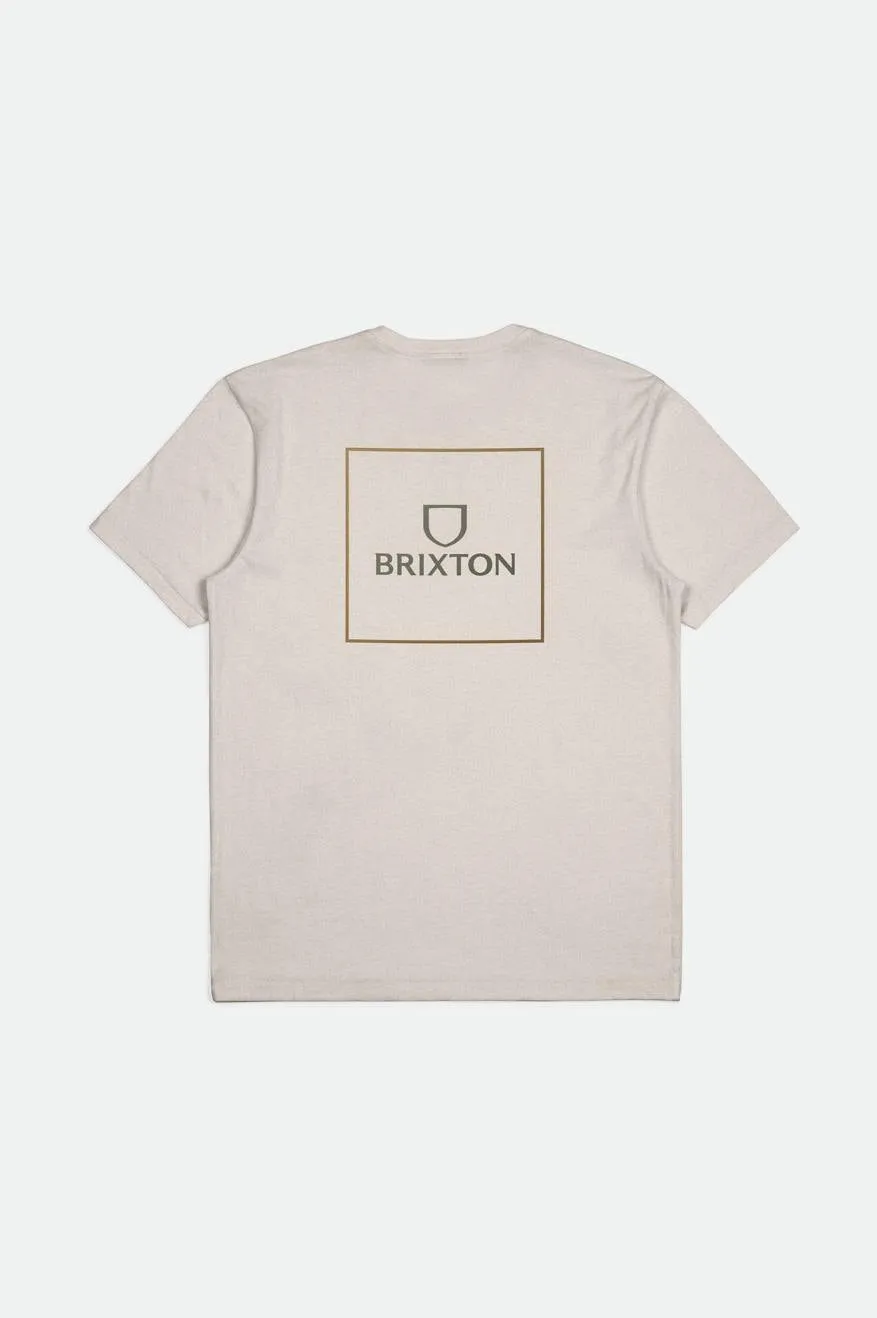 Alpha Square S/S Standard Tee - Cream/Olive Surplus/Brass sold by Brixton