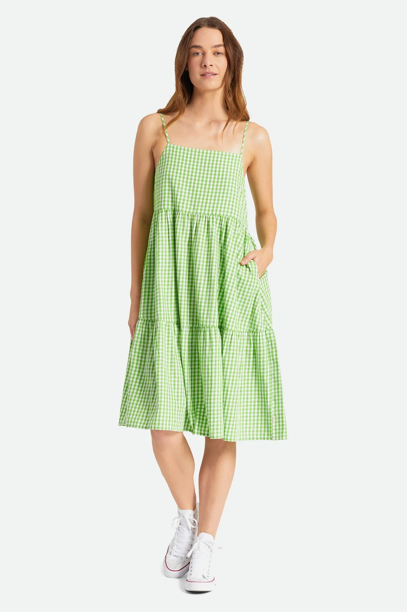 Gingham Tier Dress - Sun Green sold by Brixton