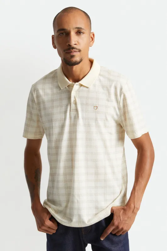 Plaid Utility S/S Polo Knit - Off White/Lion sold by Brixton