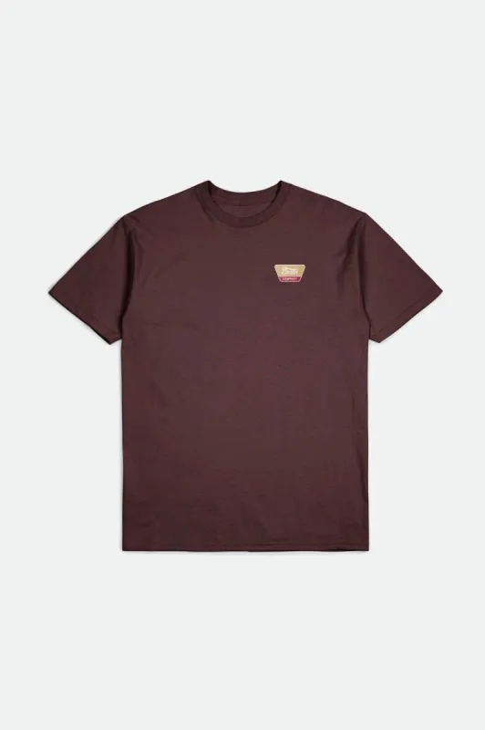 Linwood S/S Standard Tee - Mahogany/Gold/Red sold by Brixton