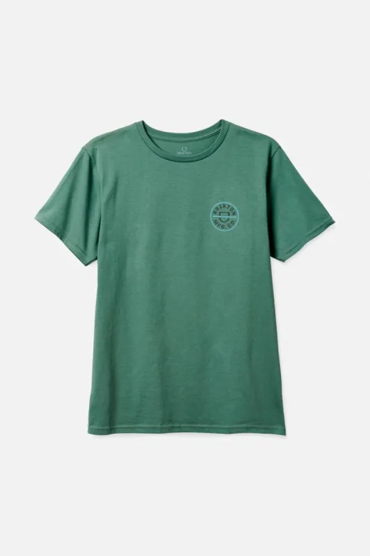 Crest II S/S Standard Tee - Dark Forest/Teal/Grey sold by Brixton