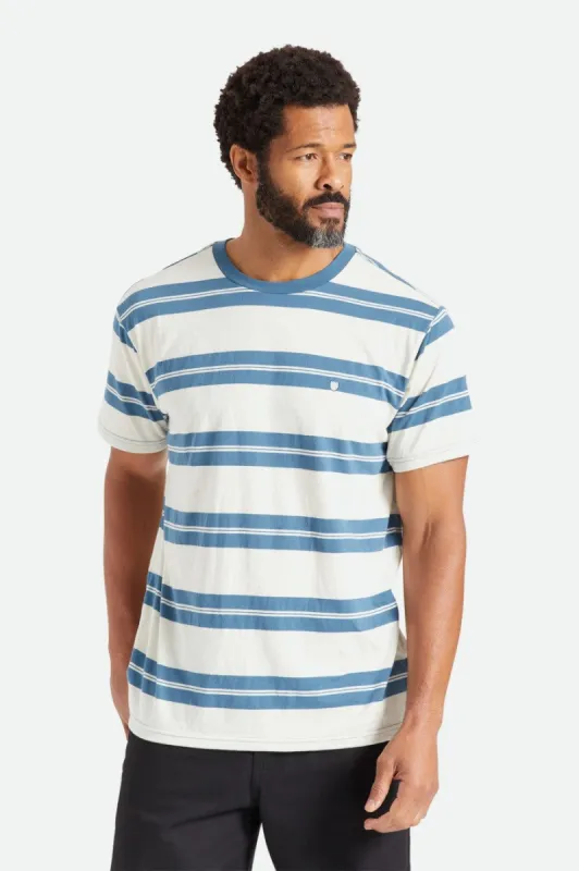 Hilt Shield S/S Knit - Indian Teal/Off White sold by Brixton