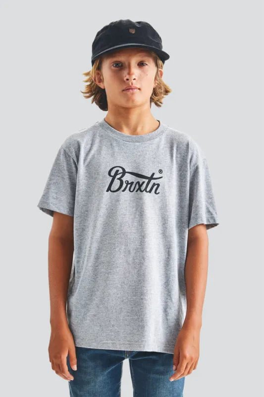 Boys Stith IV S/S Standard Tee -  Heather Grey sold by Brixton