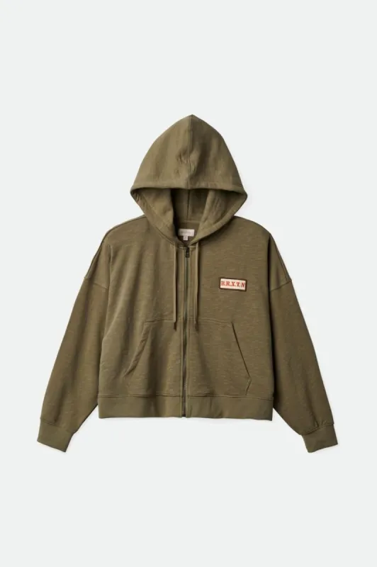 Movement Oversized Zip Hoodie - Olive Surplus sold by Brixton