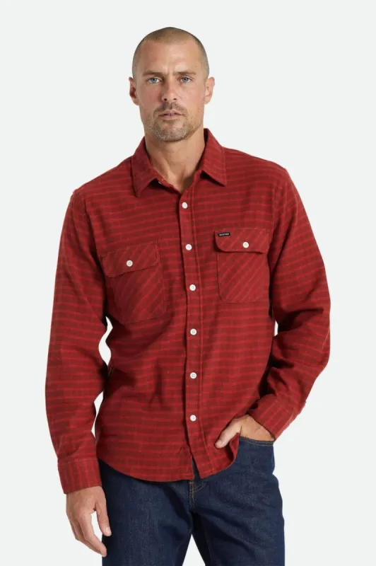 Bowery Stretch L/S Utility Flannel - Burnt Henna/Mars Red sold by Brixton