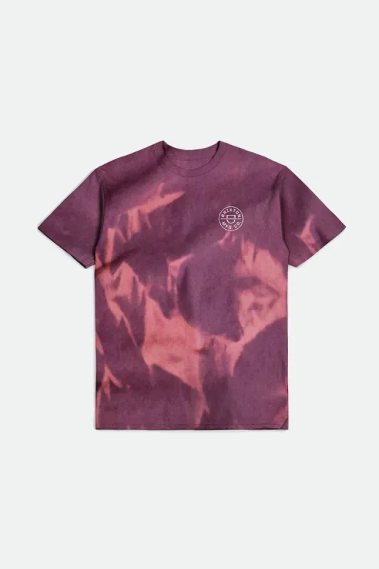 Crest II S/S Standard Tee - Mahogany/Burnt Orange Cloud Wash sold by Brixton