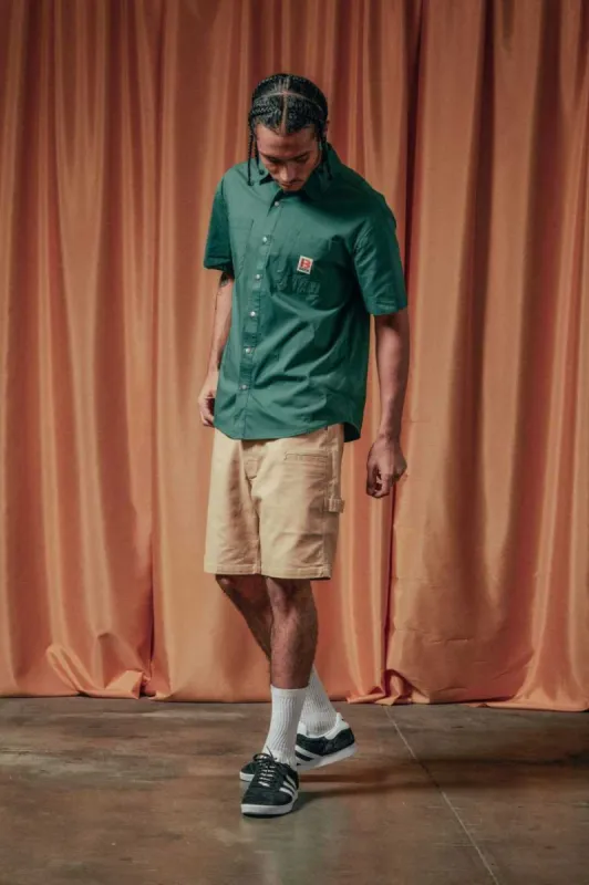 Builders Mechanic S/S Woven Shirt - Trekking Green sold by Brixton