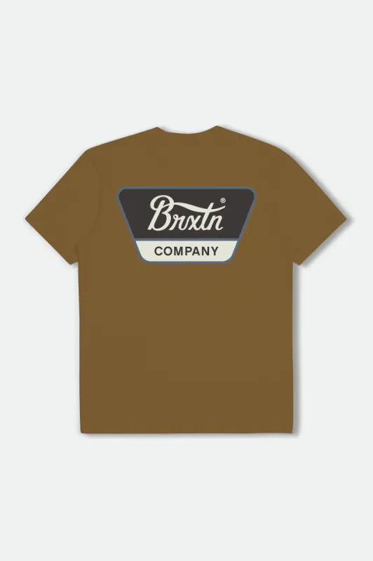 Linwood S/S Standard Tee - Golden Brown/Washed Black/Off White sold by Brixton