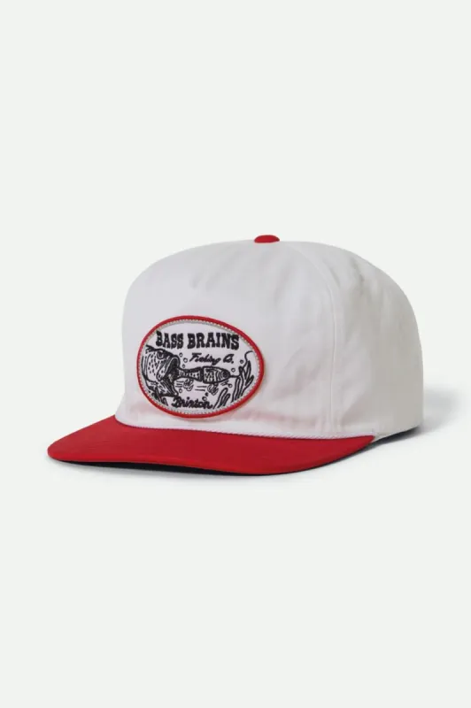 Bass Brains Swim HP Snapback - White/Red sold by Brixton
