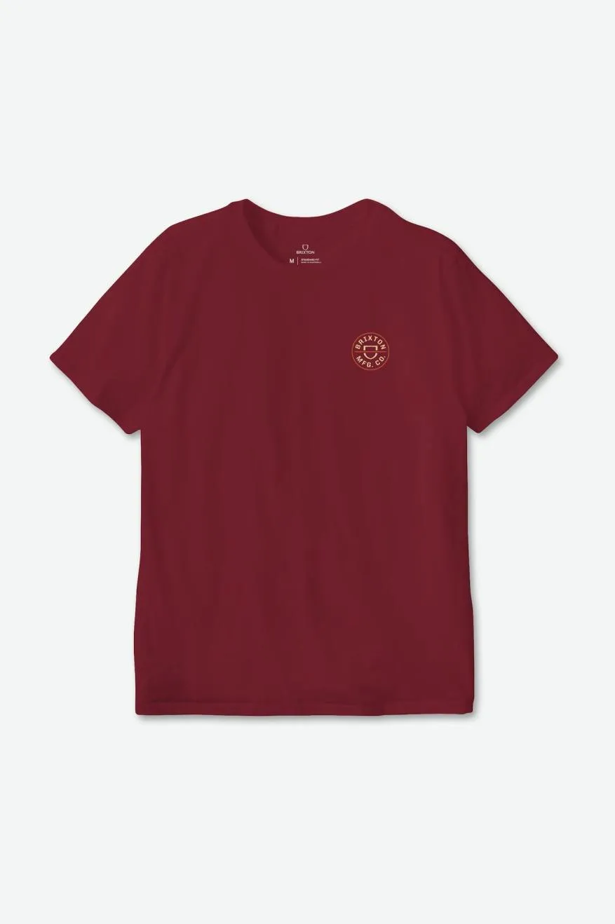 Crest II S/S Standard Tee - Island Berry/Straw/Burnt Red sold by Brixton product image thumbnail 2