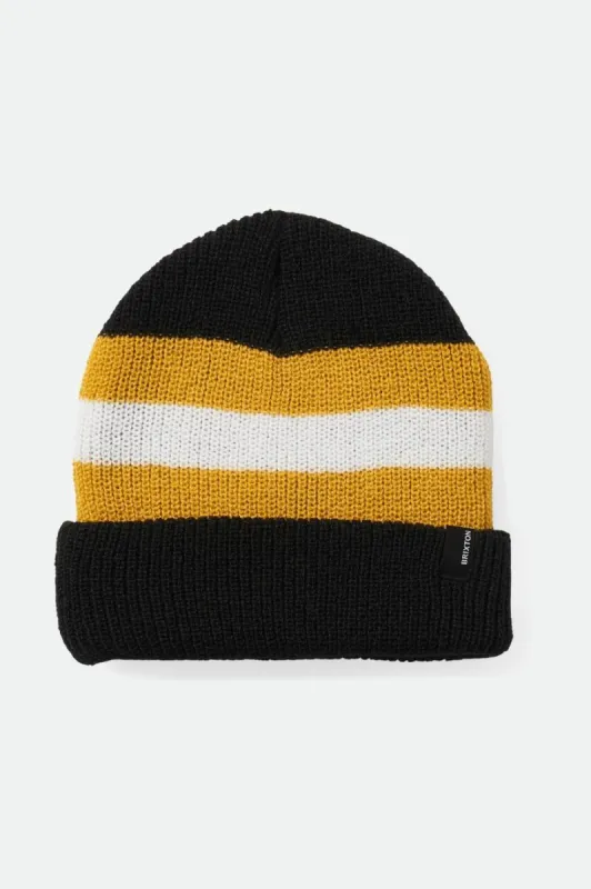 Heist Beanie - Black/Mustard/White sold by Brixton