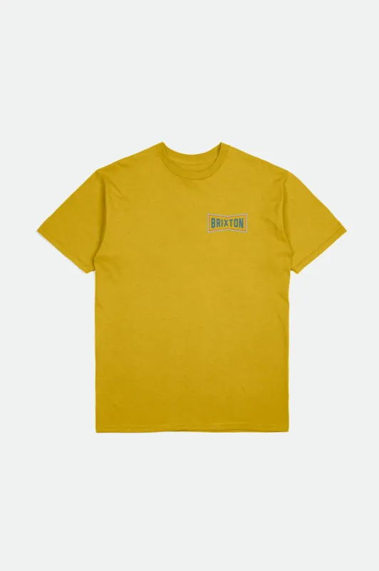 Truss S/S Standard Tee - Antique Gold/Teal sold by Brixton