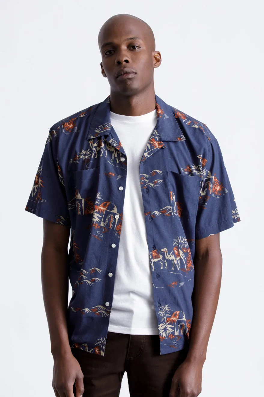 Cruze S/S Woven - Washed Navy/Ginger sold by Brixton