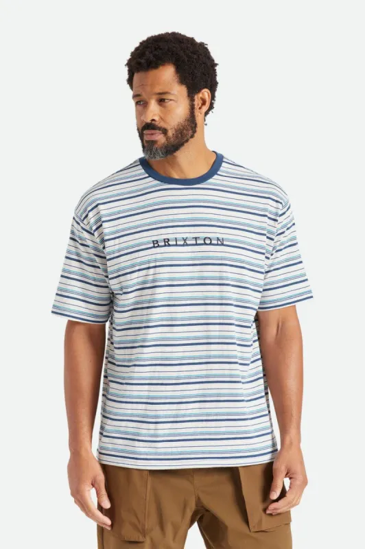 Hilt Boxy Alpha Line S/S Knit - Moonlit Ocean/Beige/Joe Blue sold by Brixton