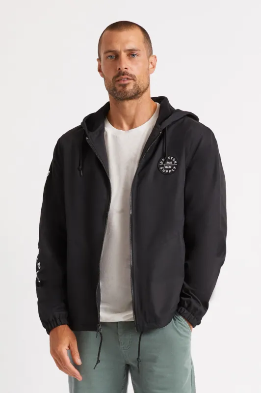 Claxton Oath Zip Hood Jacket - Black/White sold by Brixton