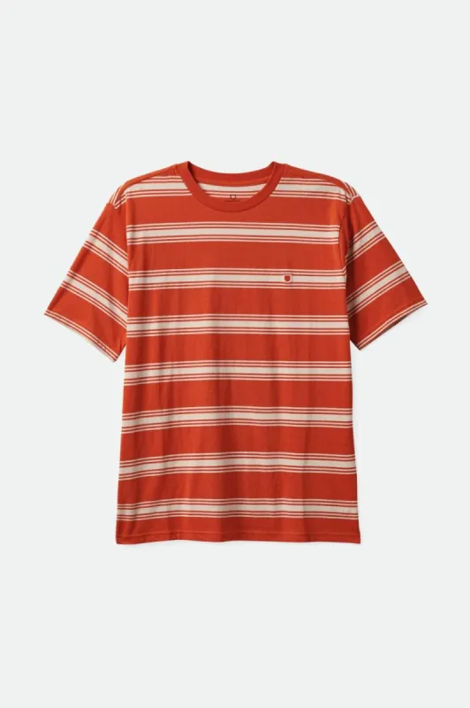 Hilt Shield S/S Tee - Burnt Red/Whitecap sold by Brixton