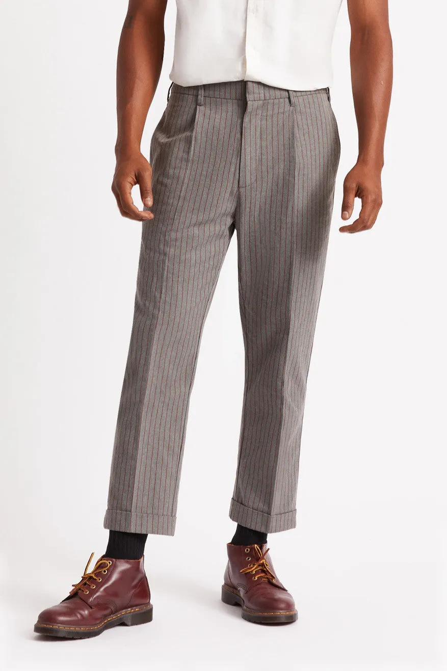 Regent Trouser Pant - Heather Grey/Dark Brick Stripe sold by Brixton product image thumbnail 2