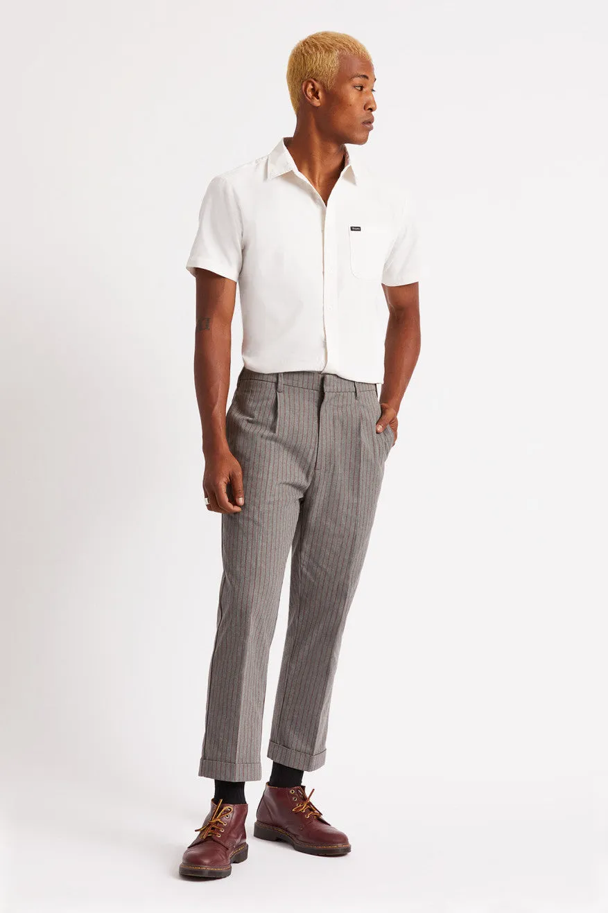 Regent Trouser Pant - Heather Grey/Dark Brick Stripe sold by Brixton