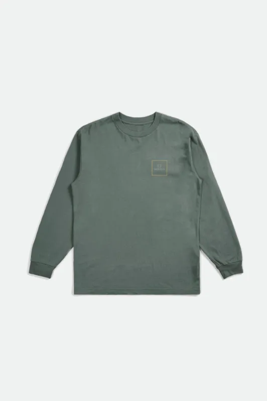 Alpha Square L/S Standard Tee - Dark Forest sold by Brixton
